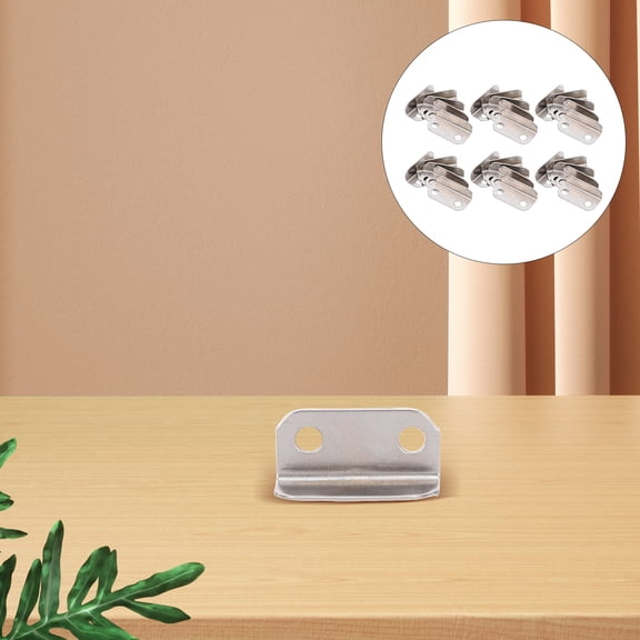 OUNONA 100Pcs Home Office Drawer Lock Plate Silver Metal L Shaped Strike Plate for Cabinets