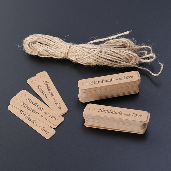 OUNONA 100Pcs Kraft Paper Tags with Strings Beige Kraft Paper for Packaging Wedding Favors Crafts and Tags