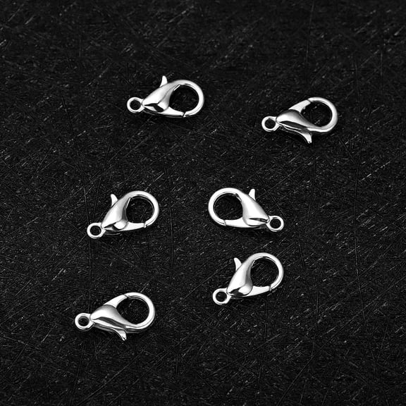 OUNONA 100Pcs Durable Plated Silver Lobster Claws for DIY Jewelry Making Supplies