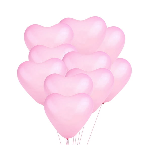OUNONA 100Pcs Party Ballons Pink Latex Heart Shaped Romantic Decorations for Wedding and Festive Occasions