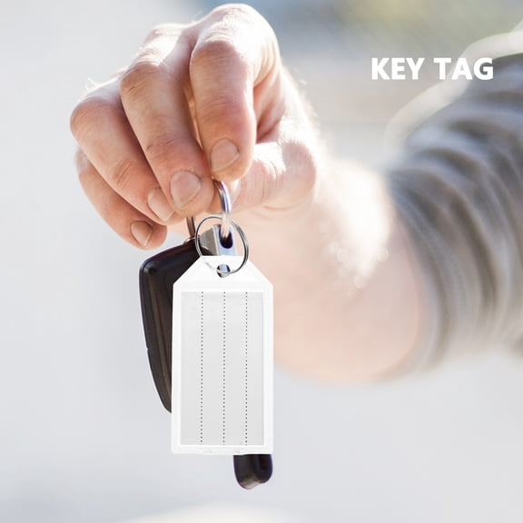 OUNONA 100Pcs Plastic Blank Key Tags with Split Ring White Travel Suitcase Identification