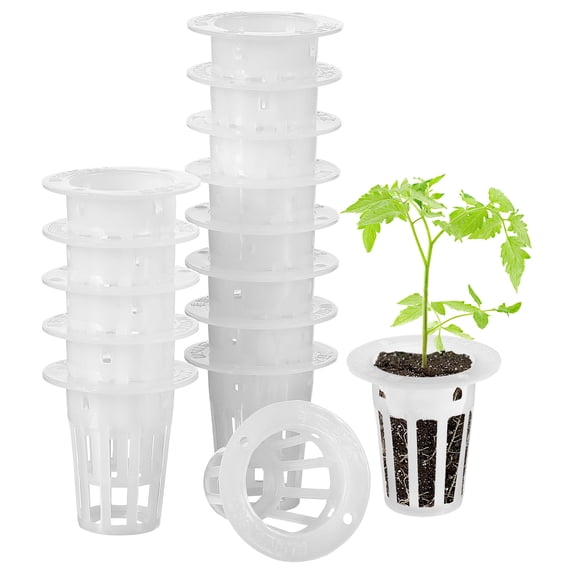 OUNONA 100pcs Aquatic Plant Basket Slotted Design for Hydroponics White PE Cup Shape