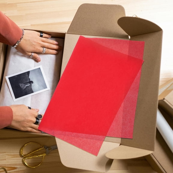 OUNONA 100Pcs Red Tissue Paper Sheets for Packaging Easy to Cut Fold Multipurpose Craft Paper