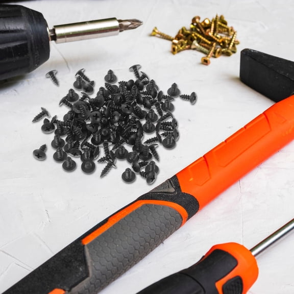 OUNONA 100Pcs Small Screws Black Fasteners for Home Improvement Projects
