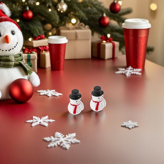 OUNONA Tiny Resin Snowman Figurines Multi-Color for Christmas Scenes 100Pcs