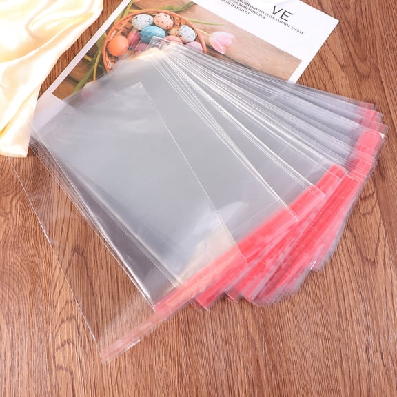 OUNONA 100Pcs Transparent Adhesive Cellophane Bags for Storage with Resealable Opp Material Packaging