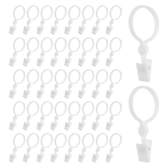 OUNONA 100Pcs White Plastic Curtain Hooks with Clips for Easy Hanging on Drapery Rods