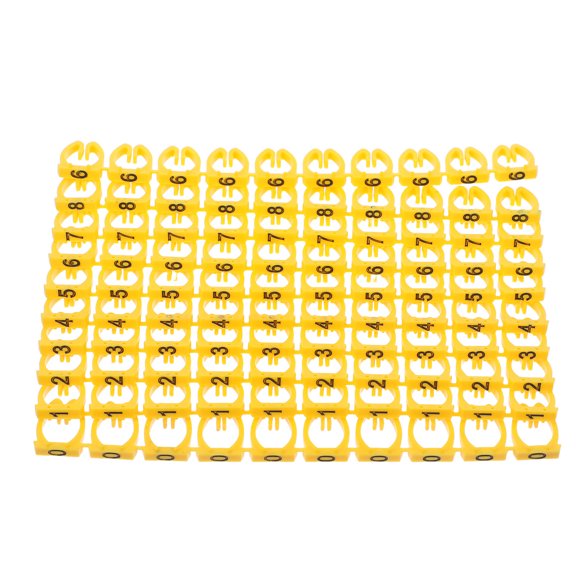 OUNONA 100Pcs Yellow Wire Management Markers Plastic Clip on Cable Number Labels