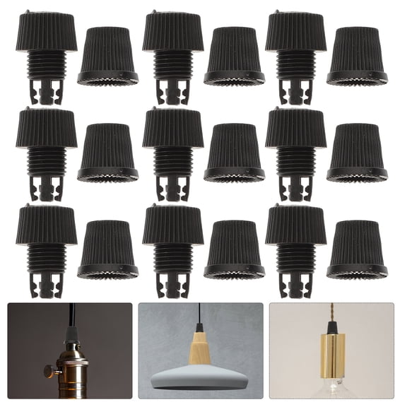 OUNONA 100Sets Cord Grip Connector for Chandelier Light with Black Heat Resistant PP Strain Relief