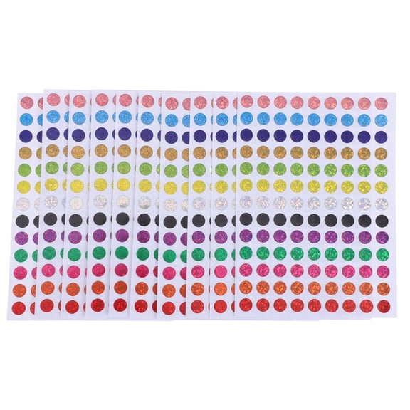 OUNONA 100Sheets Assorted Color Round Self Adhesive Sparkle Dot Stickers for Event Labels