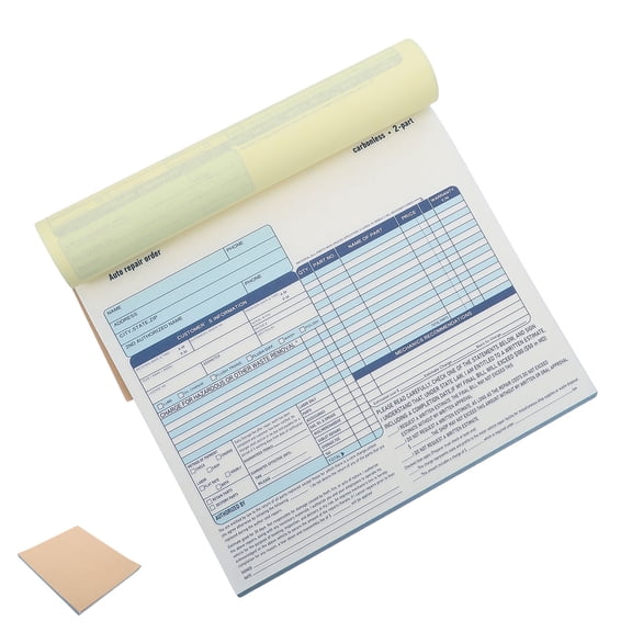 OUNONA 100Sheets Carbonless Auto Repair Invoice Book Clear Duplicate Vehicle Service Work Order Forms