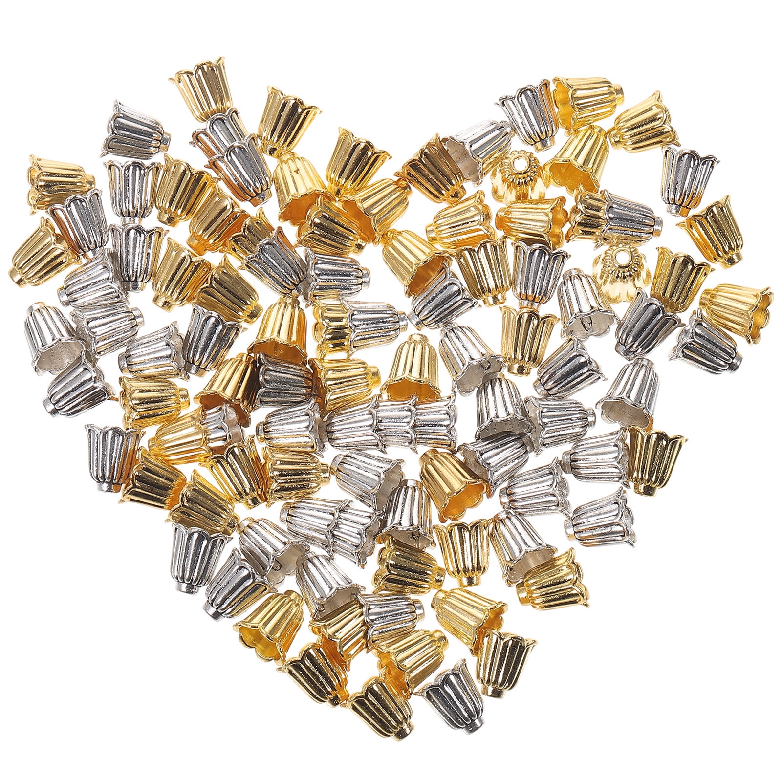 OUNONA 100pcs Alloy Flower Bead Caps Spacers Beads Caps Jewelry DIY Crafts Making Supply