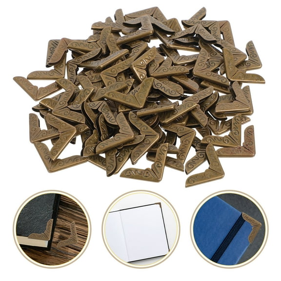 Tineasur Easy Install Metal Book Corner Protectors Golden for Home Use 100Pcs