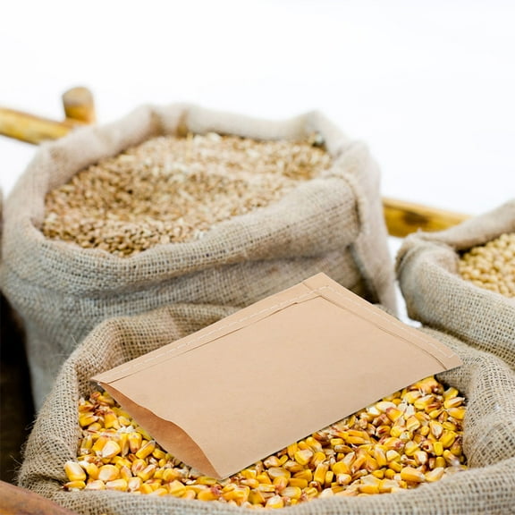 OUNONA 100pcs Decorative Flat Paper Bags Merchandise Bag Kraft Paper Pouches Sample Food Storage For Treats Parties Cookies