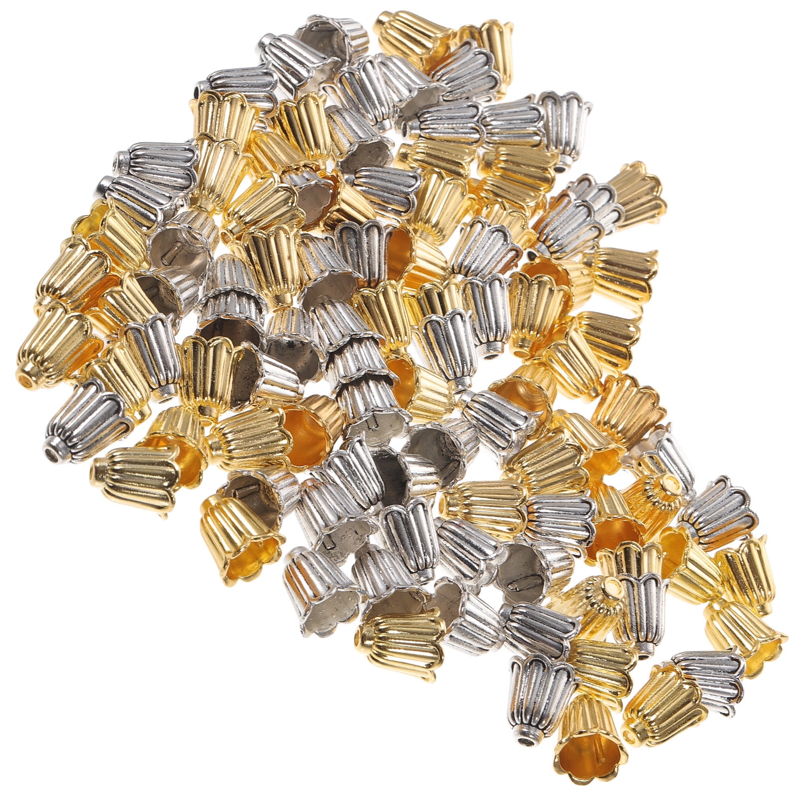 100pcs Durable Flower Spacer Bead Caps for DIY Projects Antique Alloy Assorted Color