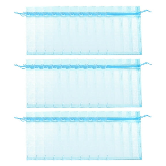 OUNONA 100pcs Sky Blue Organza Mesh Candy Bags for Birthday Party Treats Favor Bags