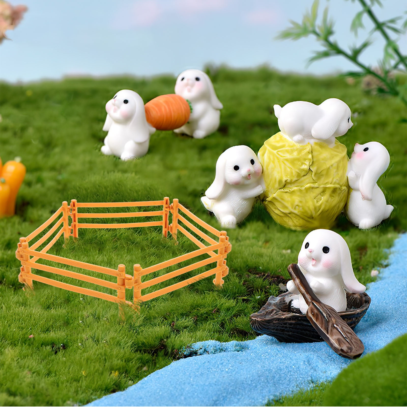 OUNONA 100pcs Miniature Farm Fence Plastic Play Fence Model Picket ...