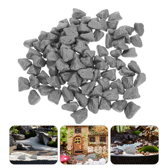 OUNONA 100pcs Plastic Rocks Fake Stone Artificial Rock Decoration Rockery Fish Tank Ornament Realistic Aquarium Decor For Terrarium Garden And Home Display