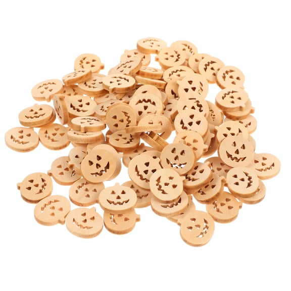 OUNONA 100 Pcs Pumpkin Wood Buttons, Light Yellow Craft Sewing Buttons for Sewing, Scrapbooking, Clothing, Home Decor