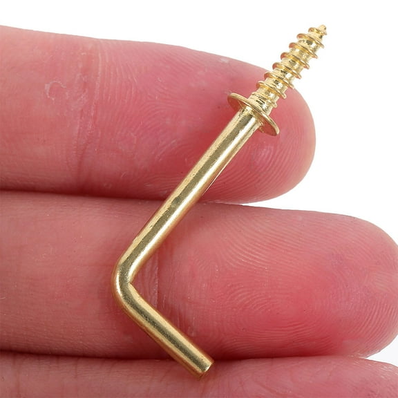 OUNONA 100pcs L Shape Right Angle Hanging Hooks Iron Golden Fixing Accessories for Bathroom Wall Mount