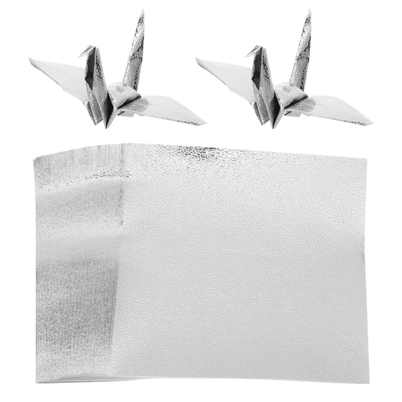 OUNONA DIY Foldable Origami Paper Plated Silver Sheets for Handicrafts 100Pcs