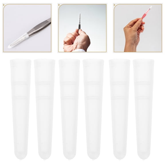 OUNONA 100pcs Tweezer Covers Plastic Protective Covers For Tweezers Tips Non-Slip Tweezer Head Covers Transparent Sleeves For Eyelash Tweezers