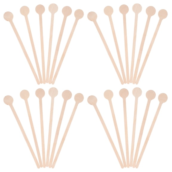 OUNONA Round End Wooden Stirrers for Coffee Milk Tea 100Pcs Light Brown Home Use