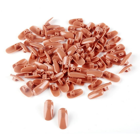 OUNONA False Nail Tips Diy Nail Replacement Tips Brown 100pcs Per Bag