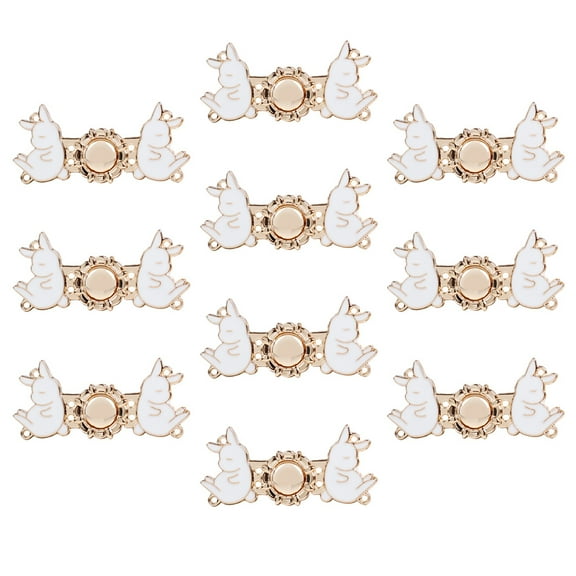 OUNONA 10Pairs White Cardigan Clips with Thickened Solid Metal Button for Clothing