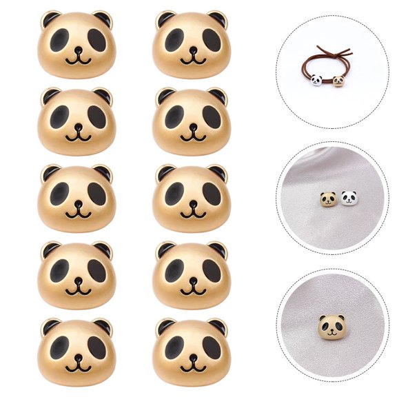 OUNONA 10Pcs Alloy Beads Panda Shape Jewelry Making Supplies Golden For Keyring Making