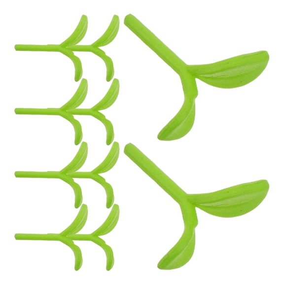 OUNONA 10Pcs Artificial Bean Sprout Leaf Model Green Simulation Plant Ornament for DIY Fairy Garden Decor