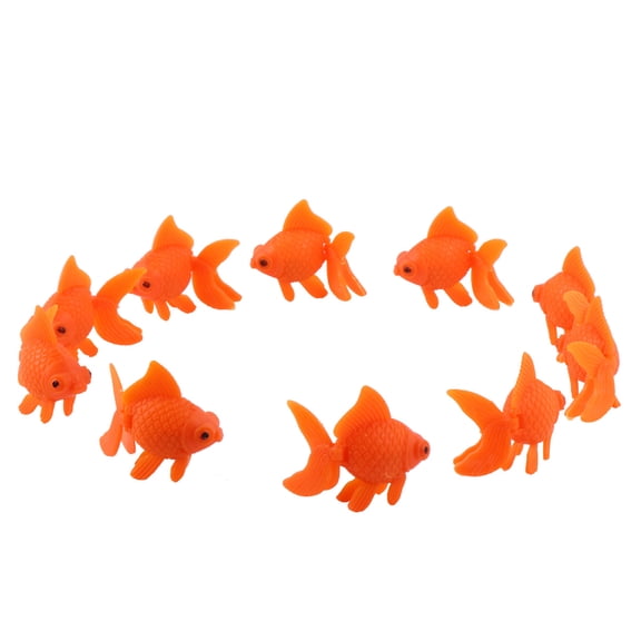 OUNONA 10Pcs Artificial Floating Goldfish Plastic Fish Tank Decoration Orange Realistic Simulation
