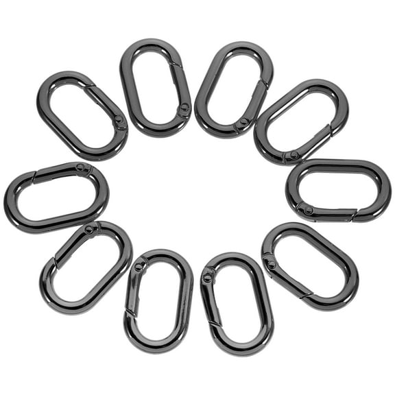 OUNONA 10Pcs Black Metal Oval Spring Clasp Snap Clip Carabiner for Bag DIY and Everyday Use