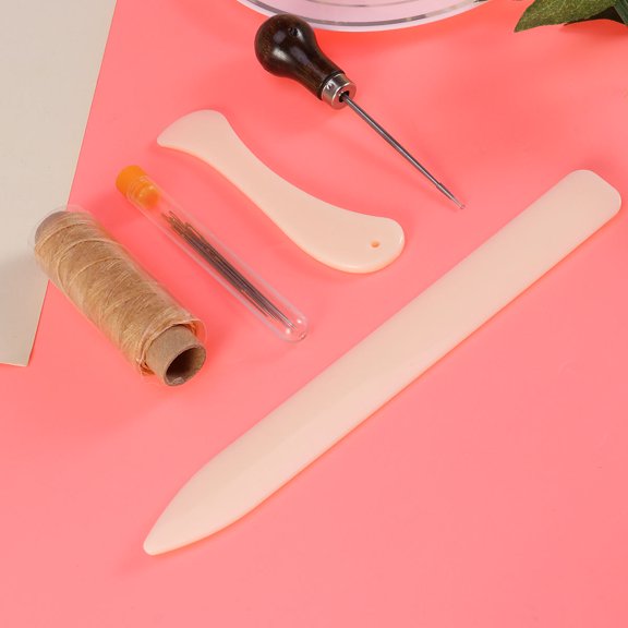 OUNONA 10Pcs Bookbinding Tools Set Large Needles Bone Folder and Waxed Thread for Handmade Books