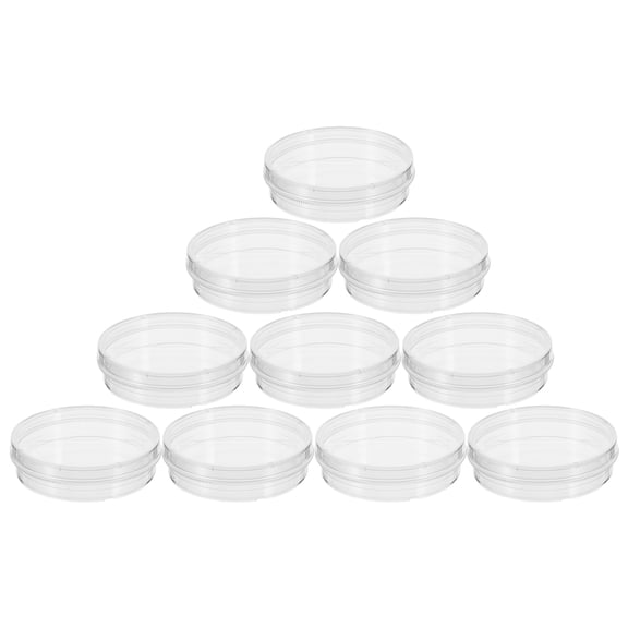 OUNONA 10Pcs Clear Plastic Petri Dishes with Lids Enhanced Grip Cell Culture Plates for Labs
