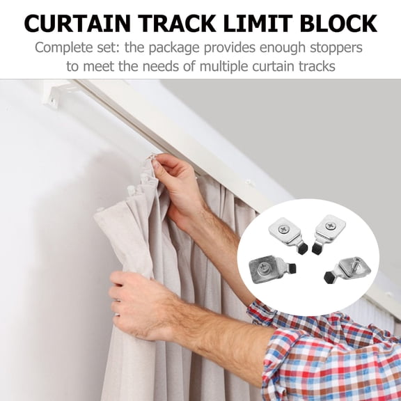 OUNONA Curtain Track End Stoppers Versatile Design Easy Install Iron Plated Silver 10Pcs
