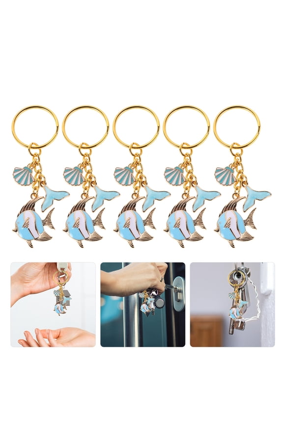 10Pcs Cute Shell Keychain Sky Birthday Favor and Beach Theme Keyring Charm