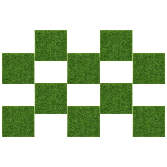 OUNONA 10Pcs Decorative Faux Grass Mat Green Artificial Turf for Bonsai Garden and Scene Layout