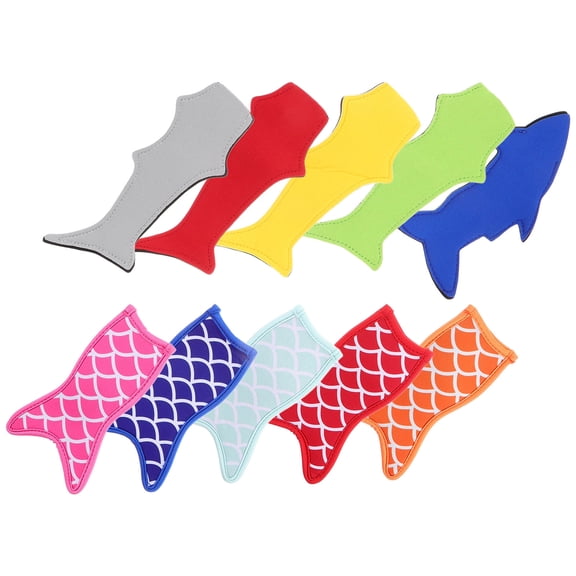 OUNONA 10Pcs Decorative Mermaid Ice-Bar Holders Reusable Cloth Sleeves for Backyard Barbecue