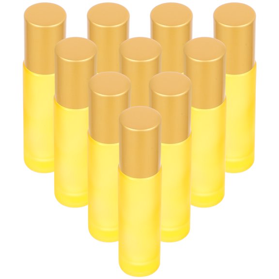 OUNONA 10Pcs Glass Roller Ball Bottles for Essential Oils Durable Yellow Refillable Cosmetic Bottles