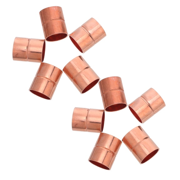 OUNONA 10Pcs Golden Copper Pipe Welding Coupling Fittings with Heat Conductivity for Home and Industrial Use
