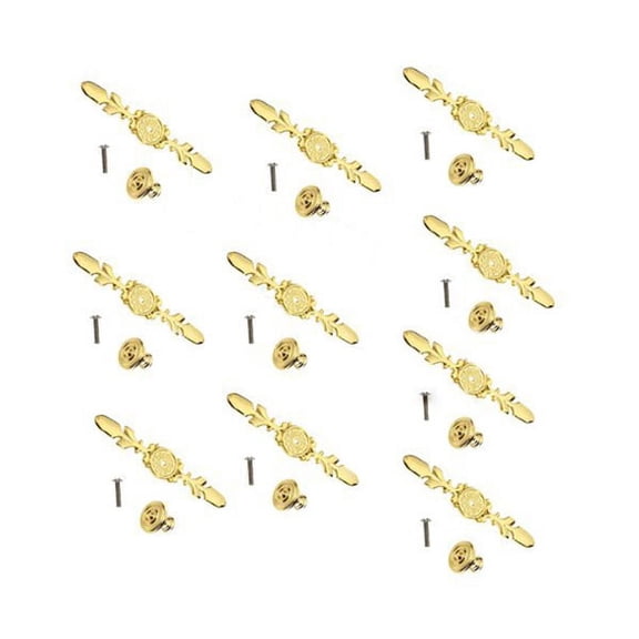 OUNONA 10Pcs Golden Drawer Knob and Back Plate for Horizontal Or Vertical Door Use