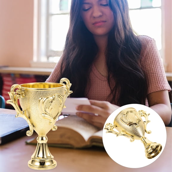 OUNONA 10Pcs Small Multifunction Golden Trophy for Competition Prizes and Desktop Decor