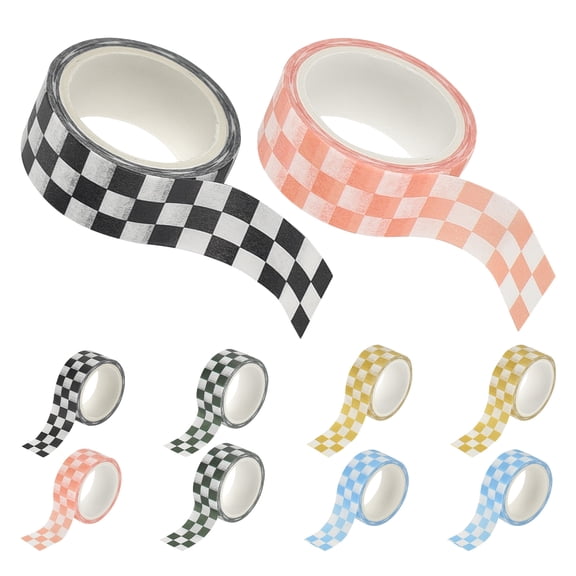 OUNONA 10Pcs Grid Design Washi Tape Rolls Handmade Textured Adhesive Tape for Crafting Decor
