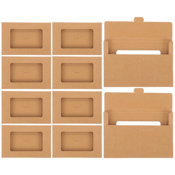 OUNONA 10Pcs Kraft Paper Envelop Storage Boxes Light Brown with Open Window for Mailing Use
