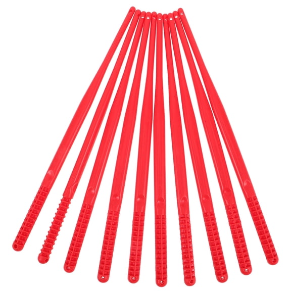 OUNONA 10Pcs Lightweight Red Plastic Diabolo Sticks with Concave Handle for Easy Grip and Fitness Use