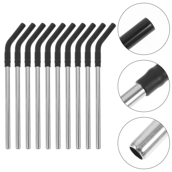 OUNONA 10Pcs Metal Drinking Straws Reusable Stainless Steel Milk Juice Straws Party Favor