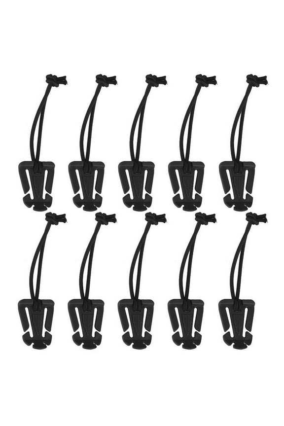 10Pcs Backpack Elastic Strap Keeper Plastic Black for Adventure