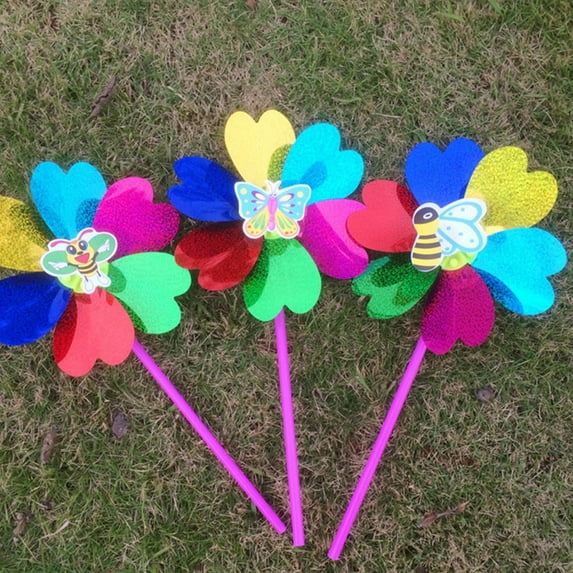 OUNONA 10Pcs Outdoor Pinwheel Decoration Plastic Windmills for Garden Balcony Outdoor Use