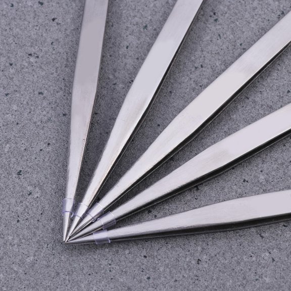 OUNONA 10Pcs Polished Stainless Steel Tweezers with Straight Tip for Easy Thread Clamping